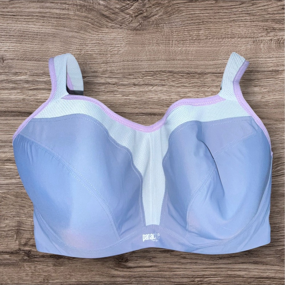 Panache Sport Bra 36G Blue High Impact Underwire Full Coverage Gym Run